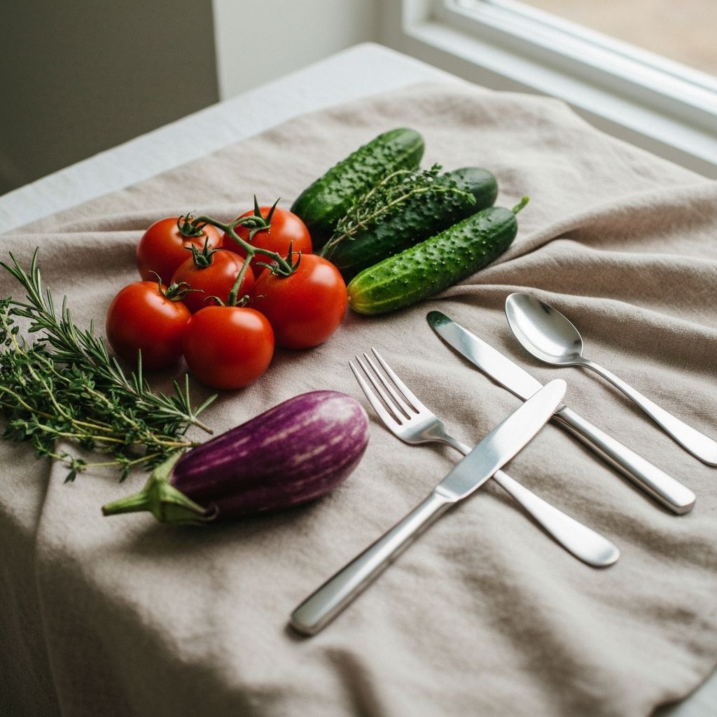 Mindful meal setup with fresh vegetables