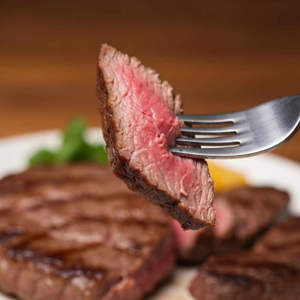 Macro close-up of food being slowly savored